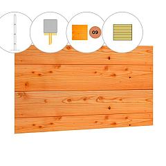 Blokhutprofiel douglas wand C, 278,5 x 224 cm, transparant gespoten.