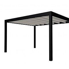 Buitenverblijf plat dak Allure I, vuren, basismodel XL/E, 395x353 cm, wit gespoten.