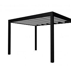 Buitenverblijf plat dak Allure I, vuren, basismodel L/D, 353x303 cm, lichtgrijs gespoten.