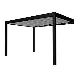 Buitenverblijf plat dak Allure I, vuren, basismodel L/E, 395x303 cm, lichtgrijs gespoten.