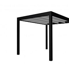 Buitenverblijf plat dak Allure I, vuren, basismodel XL/B, 253x353 cm, lichtgrijs gespoten.