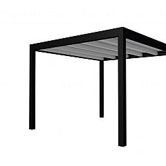 Buitenverblijf plat dak Allure I, vuren, basismodel XL/C, 303x353 cm, lichtgrijs gespoten.