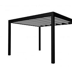 Buitenverblijf plat dak Allure I, vuren, basismodel XL/D, 353x353 cm, lichtgrijs gespoten.