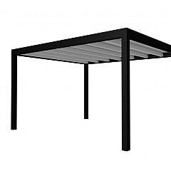 Buitenverblijf plat dak Allure I, vuren, basismodel XL/E, 395x353 cm, lichtgrijs gespoten.