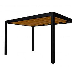 Buitenverblijf plat dak Allure I, douglas, basismodel L/E, 395x303 cm, transparant gespoten.