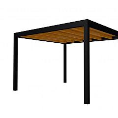 Buitenverblijf plat dak Allure I, douglas, basismodel XL/D, 353x353 cm, transparant gespoten.