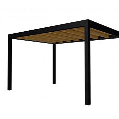 Buitenverblijf plat dak Allure I, douglas, basismodel L/E, 395x303 cm, groen geïmpregneerd.