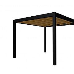 Buitenverblijf plat dak Allure I, douglas, basismodel XL/C, 303x353 cm, groen geïmpregneerd.