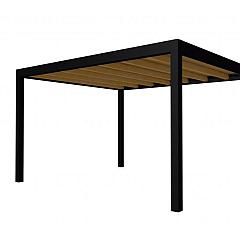 Buitenverblijf plat dak Allure I, douglas, basismodel XL/E, 395x353 cm, groen geïmpregneerd.