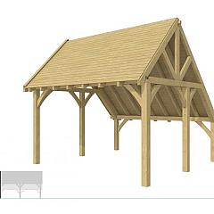 Buitenverblijf kapschuur Excellent Modulair, vuren, linkerdeel XXL/E, 399x399 cm, groen geïmpregneerd.