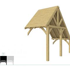 Buitenverblijf kapschuur Excellent Modulair, vuren, tussenstuk XXL/A, 193x399 cm, groen geïmpregneerd.