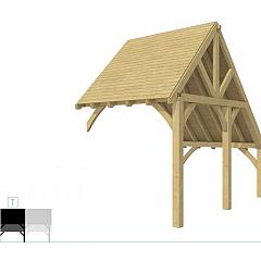 Buitenverblijf kapschuur Excellent Modulair, vuren, tussenstuk XXL/B, 243x399 cm, groen geïmpregneerd.