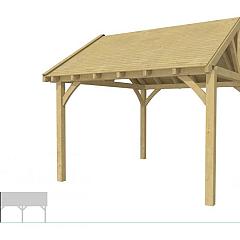 Buitenverblijf met zadeldak Excellent Modulair, vuren, linkerdeel XXL/D, 357x399 cm, groen geïmpregneerd.