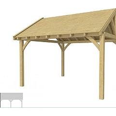 Buitenverblijf met zadeldak Excellent Modulair, vuren, linkerdeel XXL/E, 399x399 cm, groen geïmpregneerd.