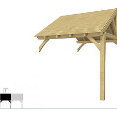 Buitenverblijf met zadeldak Excellent Modulair, vuren, tussenstuk XXL/C, 293x399 cm, groen geïmpregneerd.