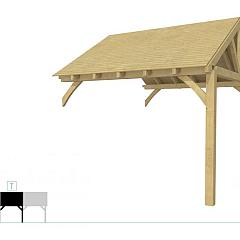 Buitenverblijf met zadeldak Excellent Modulair, vuren, tussenstuk XXL/D, 343x399 cm, groen geïmpregneerd.