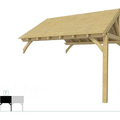 Buitenverblijf met zadeldak Excellent Modulair, vuren, tussenstuk XXL/E, 385x399 cm, groen geïmpregneerd.