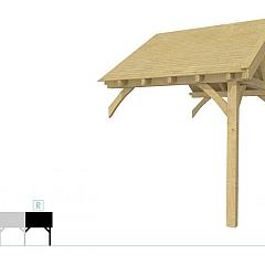 Buitenverblijf met zadeldak Excellent Modulair, vuren, rechterdeel XXL/B, 243x399 cm, groen geïmpregneerd.