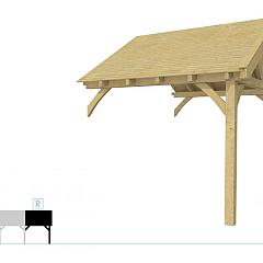 Buitenverblijf met zadeldak Excellent Modulair, vuren, rechterdeel XXL/C, 293x399 cm, groen geïmpregneerd.