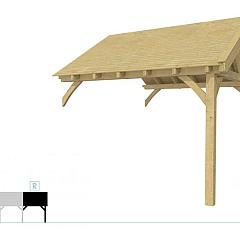 Buitenverblijf met zadeldak Excellent Modulair, vuren, rechterdeel XXL/D, 343x399 cm, groen geïmpregneerd.