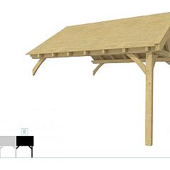Buitenverblijf met zadeldak Excellent Modulair, vuren, rechterdeel XXL/E, 385x399 cm, groen geïmpregneerd.