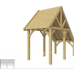 Buitenverblijf kapschuur Excellent Modulair, vuren, linkerdeel XXL/A, 207x399 cm, groen geïmpregneerd.
