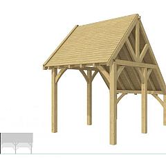 Buitenverblijf kapschuur Excellent Modulair, vuren, linkerdeel XXL/B, 257x399 cm, groen geïmpregneerd.