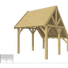 Buitenverblijf kapschuur Excellent Modulair, vuren, linkerdeel XXL/C, 307x399 cm, groen geïmpregneerd.