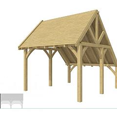 Buitenverblijf kapschuur Excellent Modulair, vuren, linkerdeel XXL/D, 357x399 cm, groen geïmpregneerd.