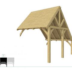 Buitenverblijf kapschuur Excellent Modulair, vuren, tussenstuk XXL/C, 293x399 cm, groen geïmpregneerd.
