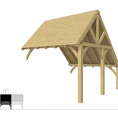 Buitenverblijf kapschuur Excellent Modulair, vuren, tussenstuk XXL/D, 343x399 cm, groen geïmpregneerd.