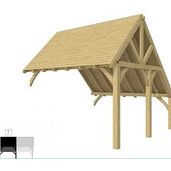 Buitenverblijf kapschuur Excellent Modulair, vuren, tussenstuk XXL/E, 385x399 cm, groen geïmpregneerd.