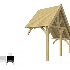 Buitenverblijf kapschuur Excellent Modulair, vuren, rechterdeel XXL/A, 193x399 cm, groen geïmpregneerd.