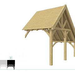 Buitenverblijf kapschuur Excellent Modulair, vuren, rechterdeel XXL/B, 243x399 cm, groen geïmpregneerd.