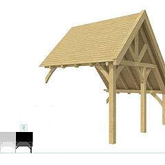 Buitenverblijf kapschuur Excellent Modulair, vuren, rechterdeel XXL/C, 293x399 cm, groen geïmpregneerd.