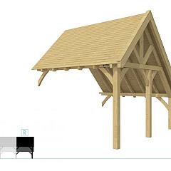 Buitenverblijf kapschuur Excellent Modulair, vuren, rechterdeel XXL/D, 343x399 cm, groen geïmpregneerd.