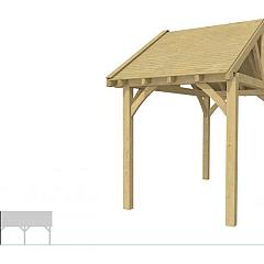 Buitenverblijf met zadeldak Excellent Modulair, vuren, linkerdeel XXL/A, 207x399 cm, groen geïmpregneerd.