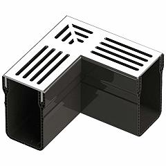 Garden Drain | Hoekstuk | Grijs aluminium | 15x6,5x10,4 cm