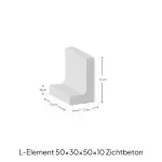 L-Element 50x30x50x10cm Grijs Zichtbeton