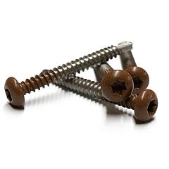 RVS schroef met gekleurde top voor NTW Castellation PRO, set a 50 stuks incl. bit, Teak.