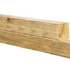 Midden-Europees vuren geschaafde paal 14 x 14 x 500 cm, groen geïmpregneerd.