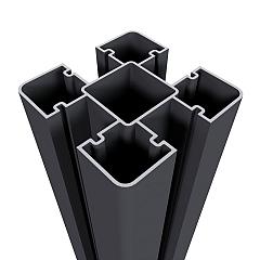 NewTechWood aluminium sleufpaal, met paalkap en paalhouder, 8 x 8 x 190 cm, zwart.