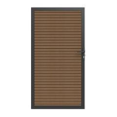 NewTechWood co-extrusie composiet deur in aluminium frame, horizontaal triple, 100 x 195 cm, Teak