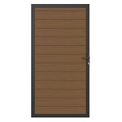 NewTechWood co-extrusie composiet deur in aluminium frame, horizontaal, 100 x 195 cm, Teak.