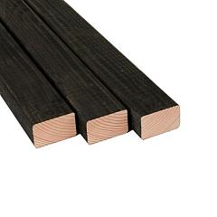 Douglas geschaafde regel 4,5 x 7,0 x 250 cm, zwart gedompeld.