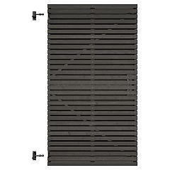 Grenen geschaafd latten deur op verstelbaar frame, horizontaal, 178 X 99 x 5 cm, zwart gespoten.