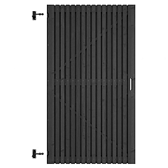 Grenen geschaafd latten deur op verstelbaar frame, verticaal, 178 X 99 x 5 cm, zwart gespoten.