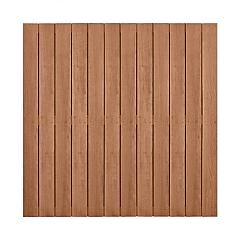 Hardhouten geschaafd plankenscherm design 28-planks 15 mm, recht verticaal, 180 x 180 cm.