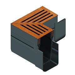 ACO SlimLine hoekstuk incl. Corten rooster