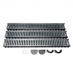 Actie Drain | WS | Met gegalvaniseerd rooster incl 2x eindkap en 1x onderuitlaat | Doos á 3 stuks